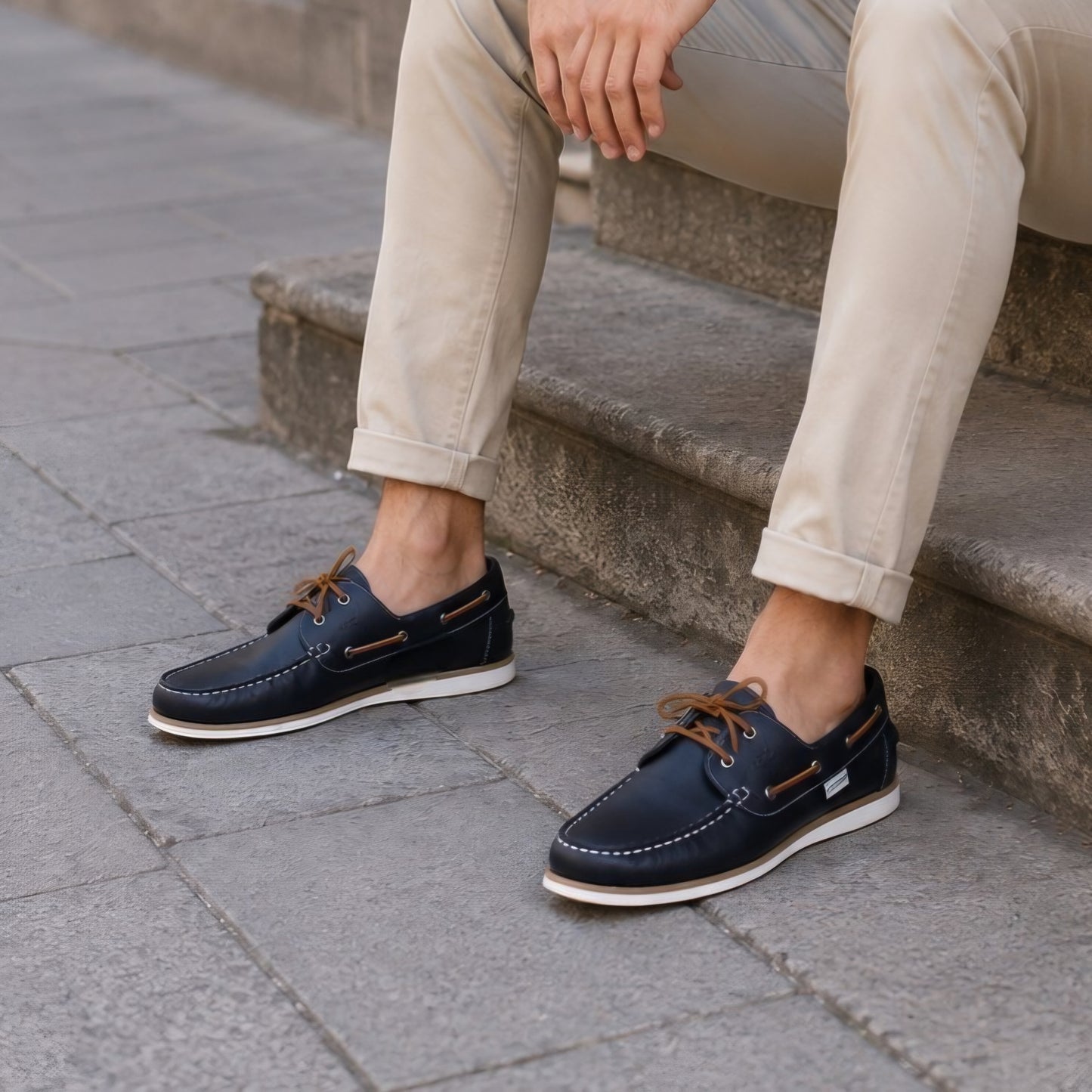 Sapato lacoste azul pele