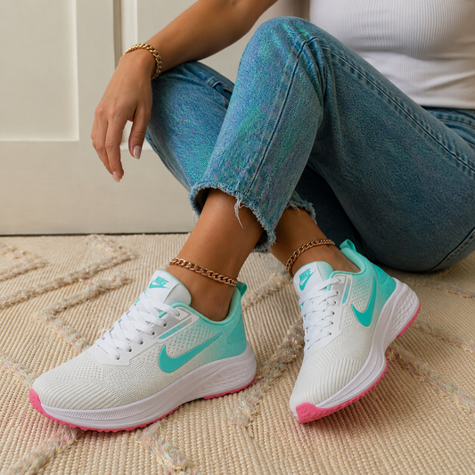 Nike white green pink