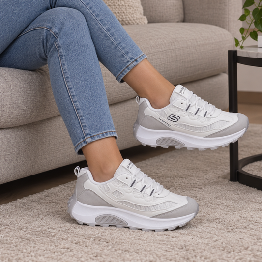 Skechers white grey